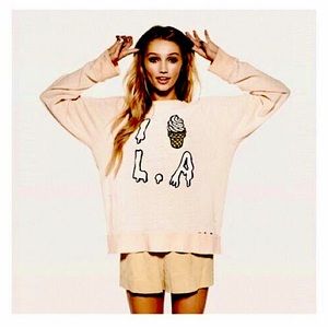 🍦WILDFOX I ❤️ ICE CREAM LA LOVE DISTRESSED SWEATER S